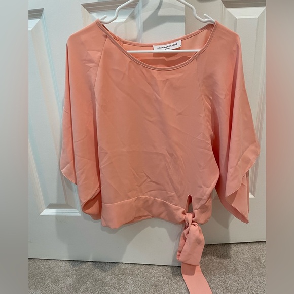 Amanda Uprichard Peach Shirt with Bow - Picture 1 of 5